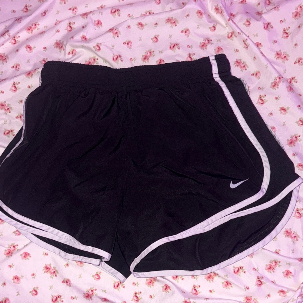 Nike Women's Black and White Athletic Shorts